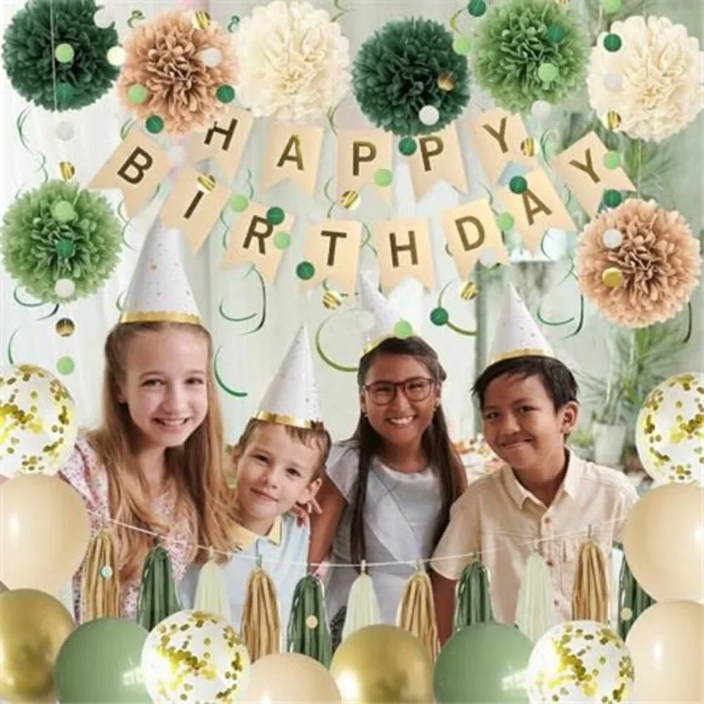 Green Birthday Party Decorations for Women Girls with Happy Birthday